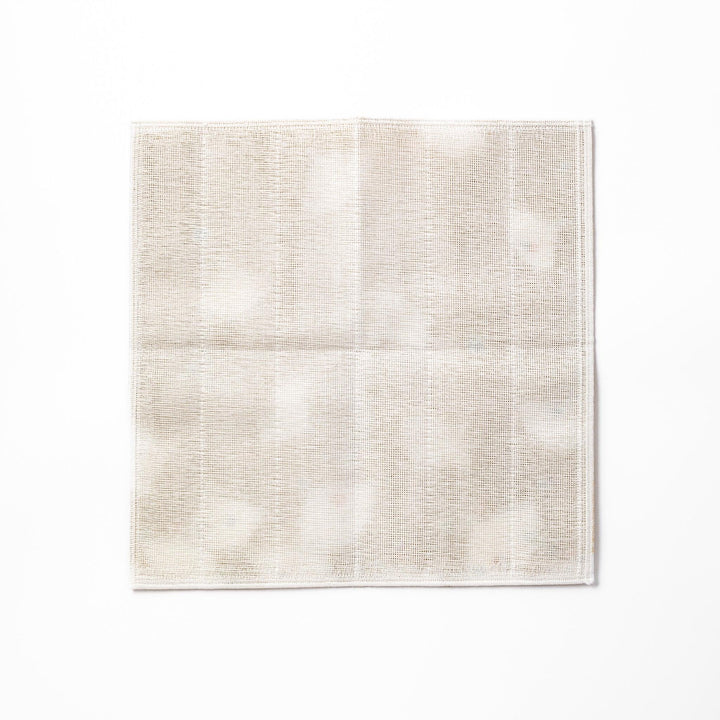 Kyoto Yuzen dyed Kaya cotton kitchen cloth featuring a mustard yellow background with colorful Japanese folding fan patterns