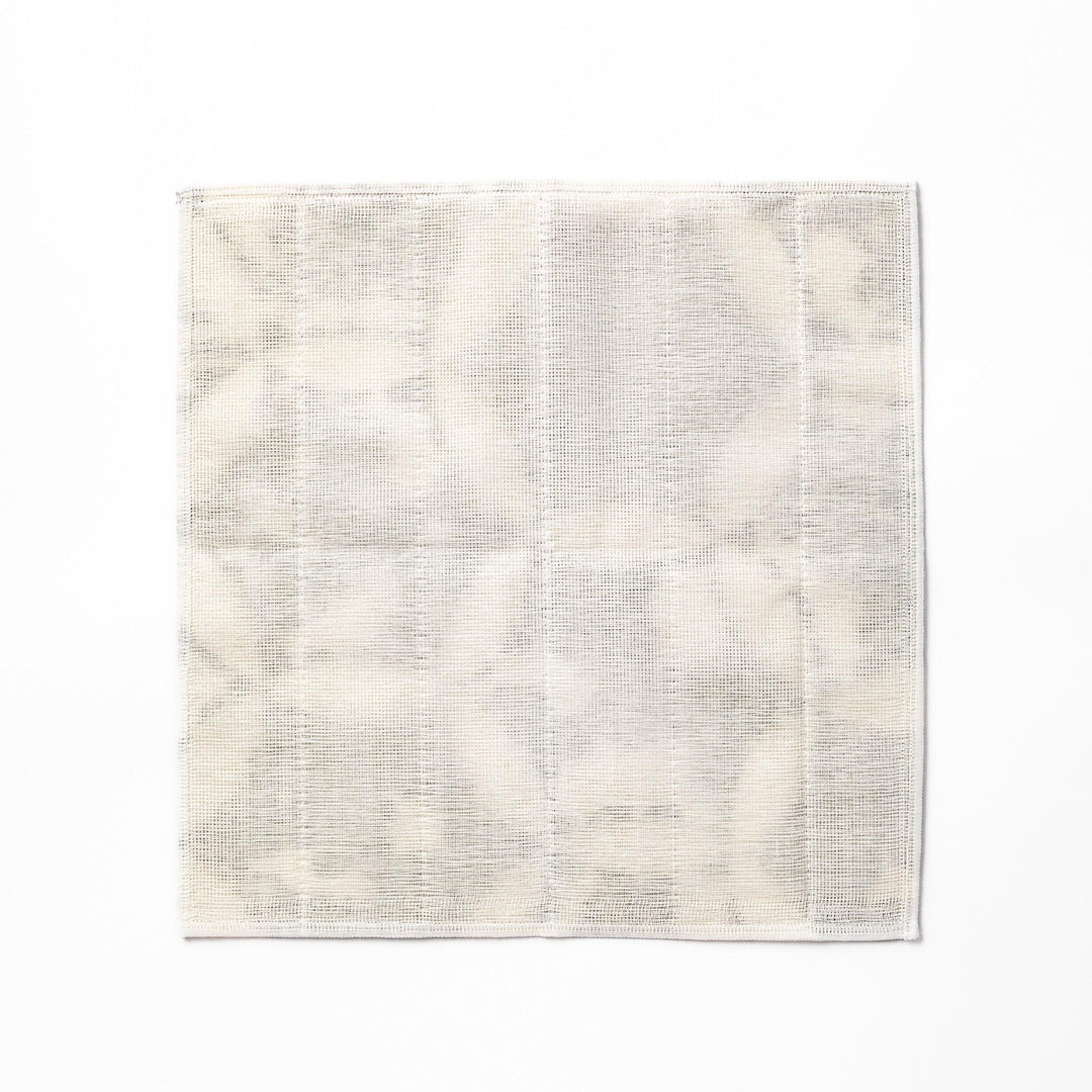Kyoto Yuzen dyed Kaya cotton kitchen cloth featuring a monochrome Japanese Temari ball pattern with various traditional motifs