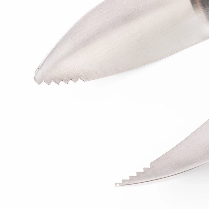 Japanese stainless steel ice scoop tongs with serrated edges and ergonomic curved design for secure grip and easy handling
