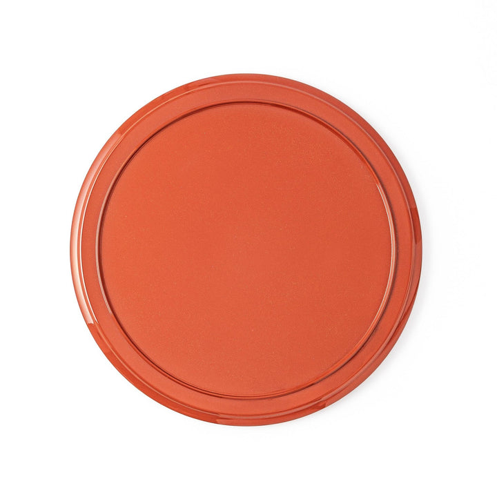 Japanese lacquer serving tray with flying crane motif in gold on red finish elegant round design for traditional table setting