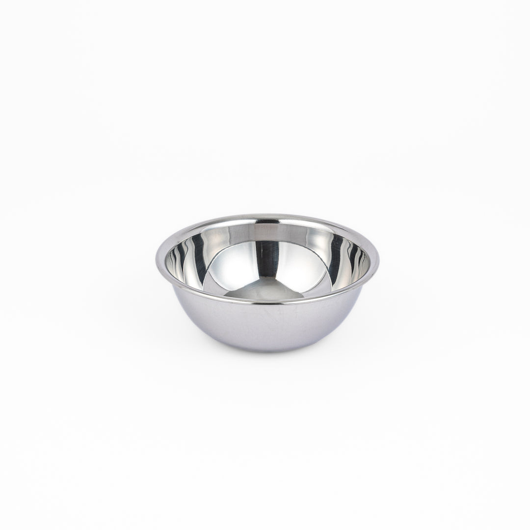Japanese stainless steel mixing bowl and mesh strainer set, featuring an extra small colander for kitchen prep