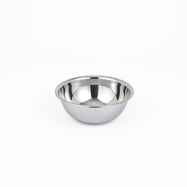 Japanese stainless steel mixing bowl and mesh strainer set, featuring an extra small colander for kitchen prep