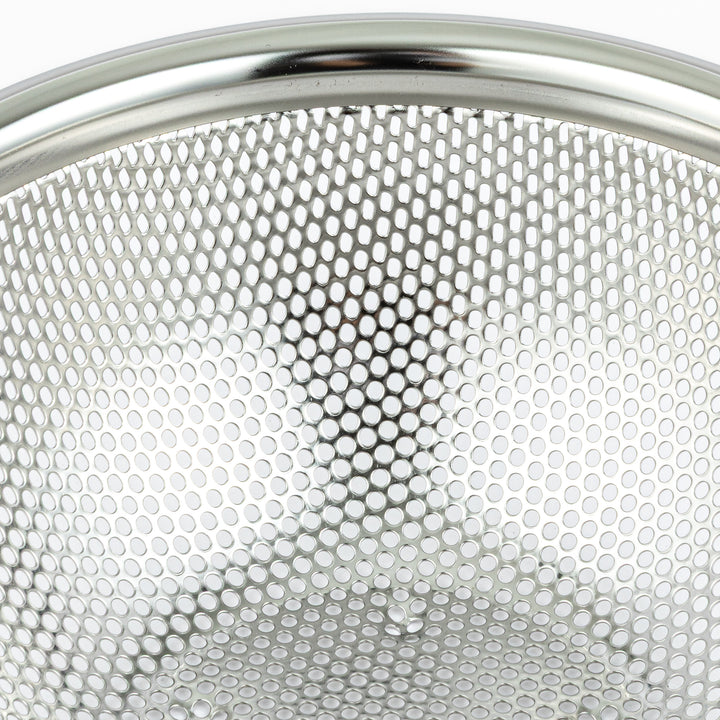 Japanese stainless steel mixing bowl and mesh strainer set, featuring an extra small colander for kitchen prep