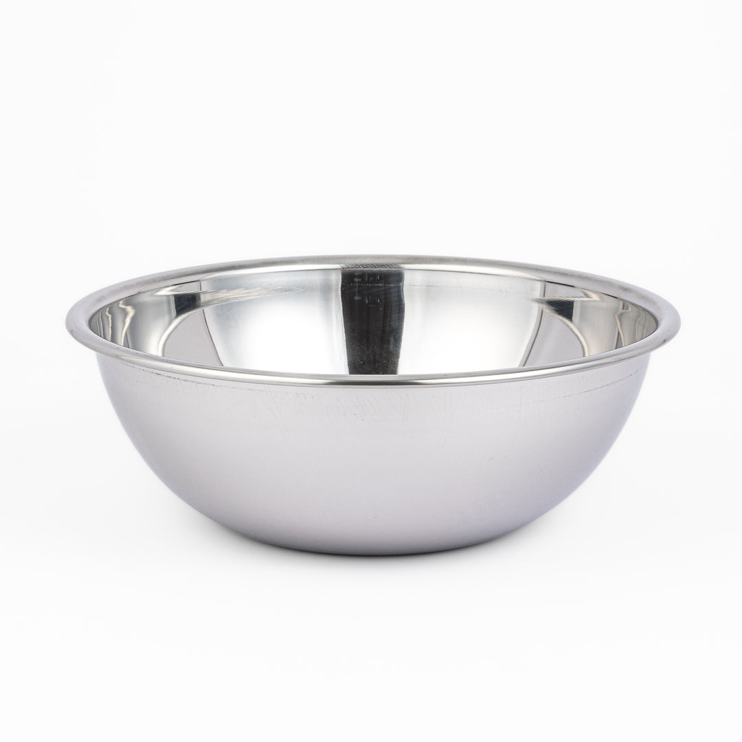 Japanese stainless steel mixing bowl and mesh strainer set, featuring an extra large colander for kitchen prep