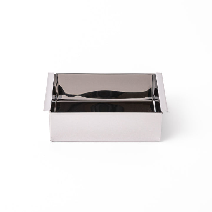 Japanese stainless steel Nagashikan jelly mold set together with removable inner tray on white background