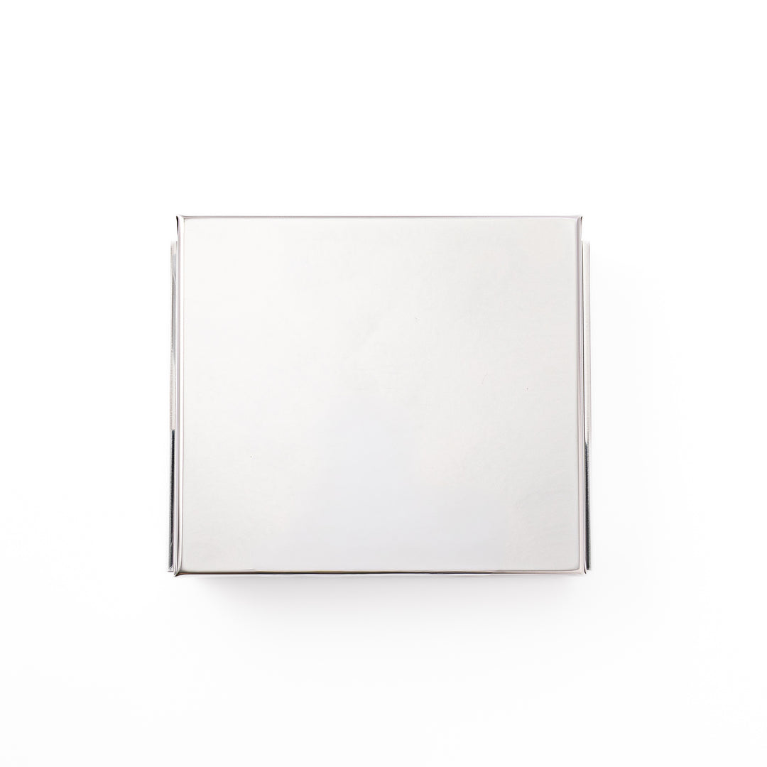 Japanese stainless steel Nagashikan jelly mold set together with removable inner tray on white background