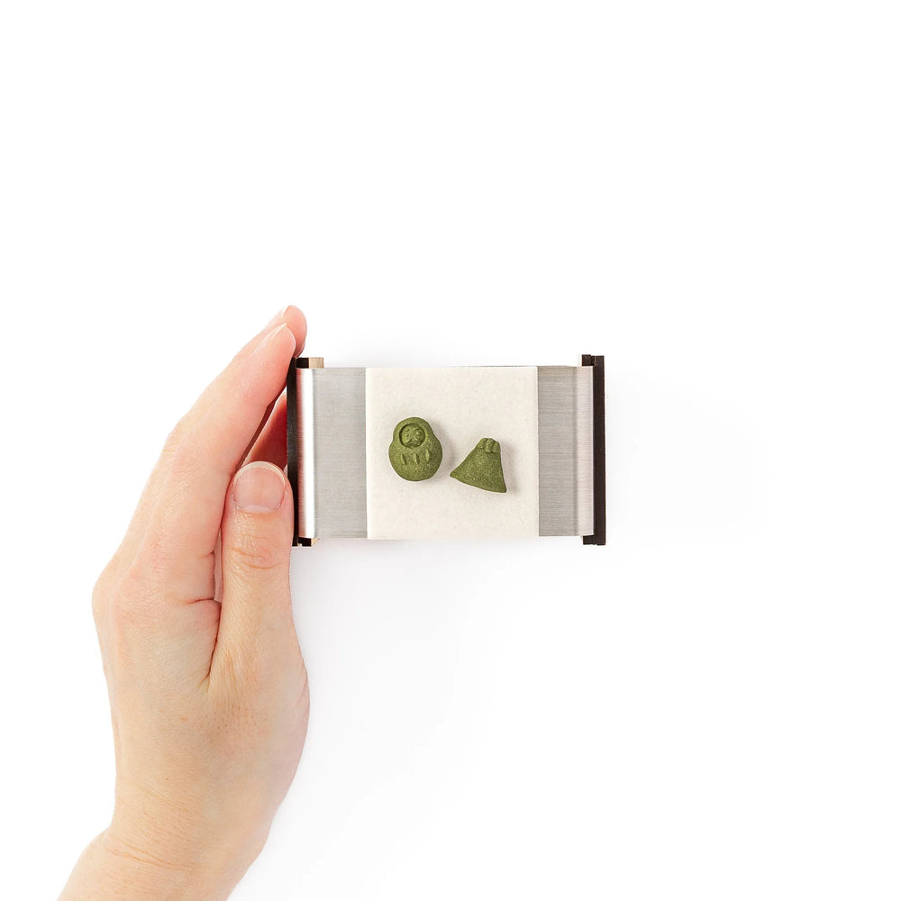 Matcha incense starter set with ceramic warmer and tea light candle, green Japanese incense shaped like traditional sweets