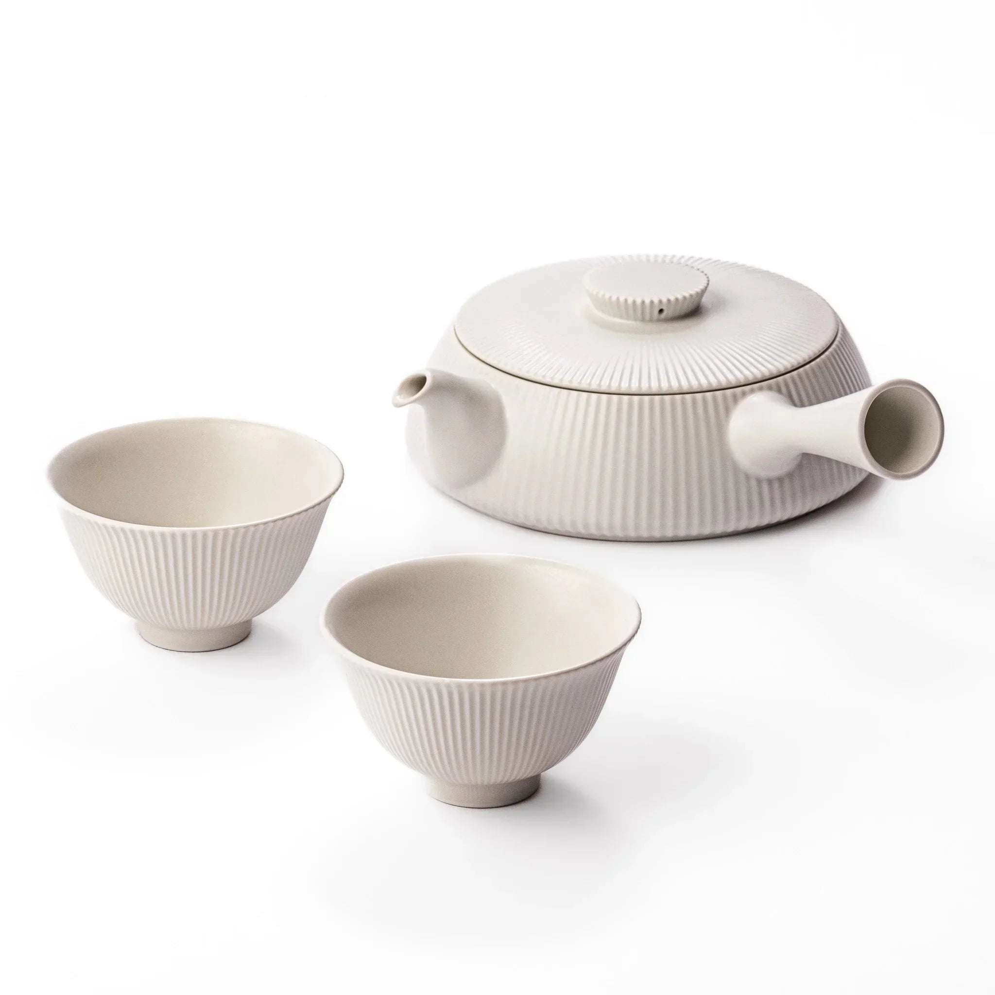 Minimalist Ribbed White Tea Set – JOC Goods