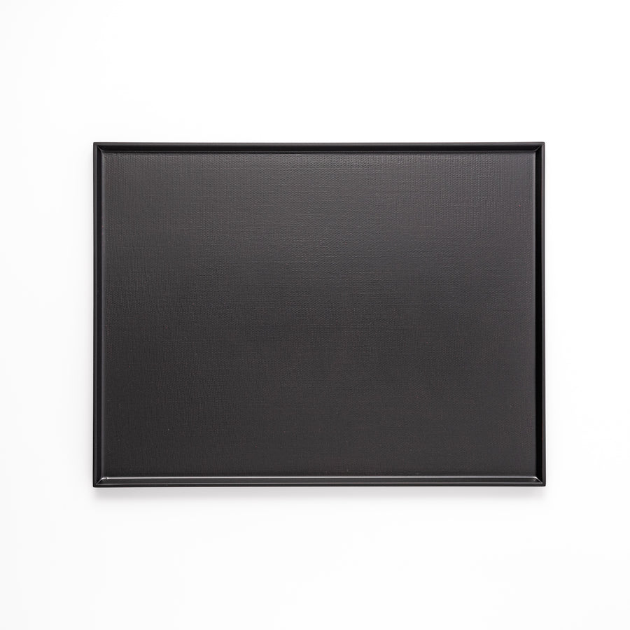Modern Japanese Lacquer Serving Tray in sleek black with a textured horizontal grain pattern and subtle side grooves for easy handling.
