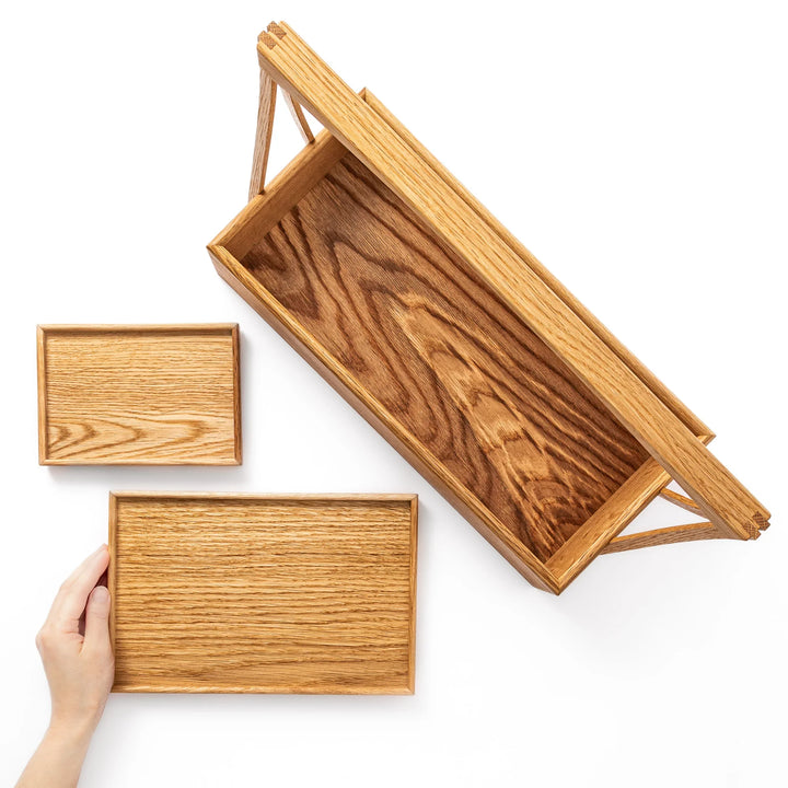 Japanese Wooden Okamochi Storage Caddy with Removable Trays