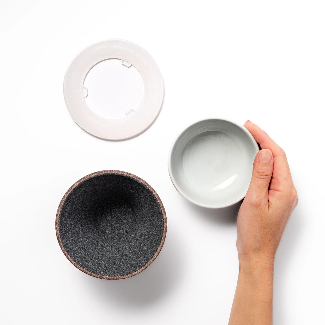 Cocoa Mount Fuji ceramic coffee filter with snowy peak design, handmade in Japan for eco-friendly pour-over brewing and kitchen decor.