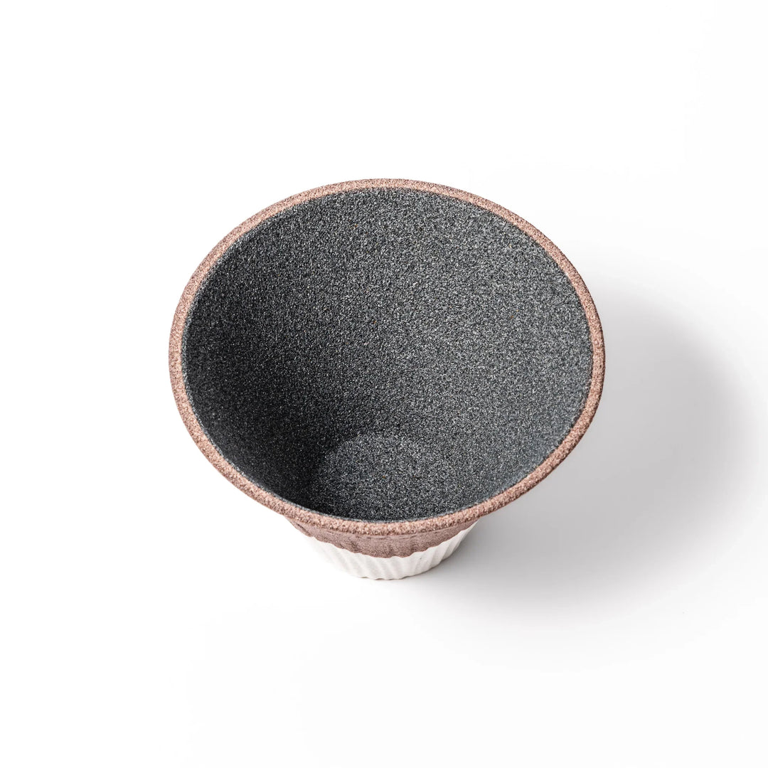 Cocoa Mount Fuji ceramic coffee filter with snowy peak design, handmade in Japan for eco-friendly pour-over brewing and kitchen decor.