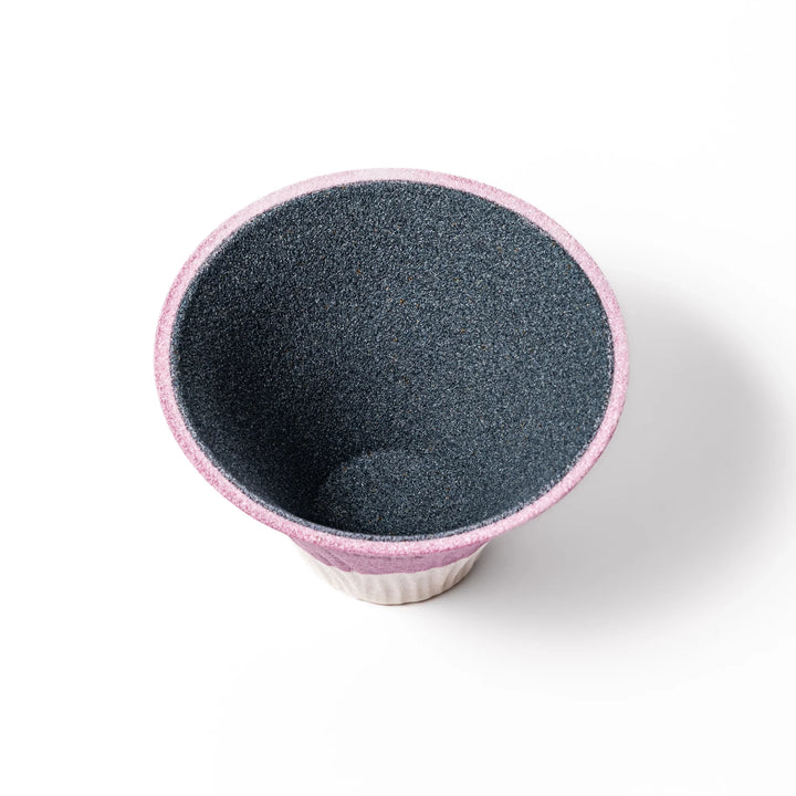 Lavender Mount Fuji ceramic coffee filter with snowy peak design, handcrafted in Japan for eco-friendly pour-over brewing and unique decor.