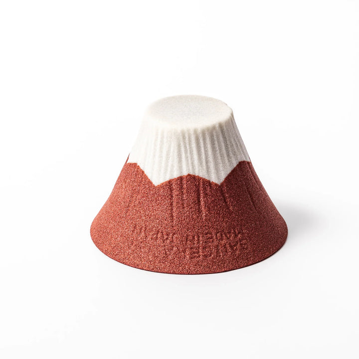 Mount Fuji ceramic coffee filter in red and white design, handcrafted in Japan for sustainable brewing and unique Japanese kitchen decor.