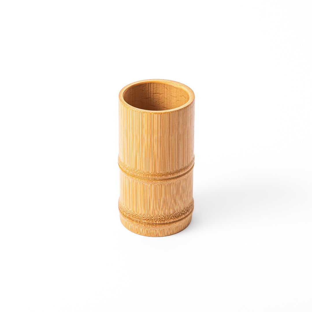 Japanese natural bamboo chopstick stand with visible grain and nodes for organizing utensils or cutlery
