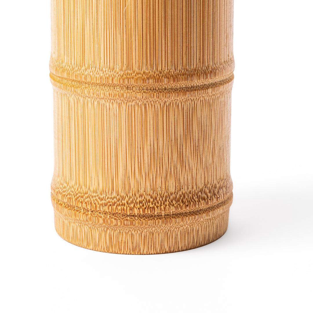 Japanese natural bamboo chopstick stand with visible grain and nodes for organizing utensils or cutlery