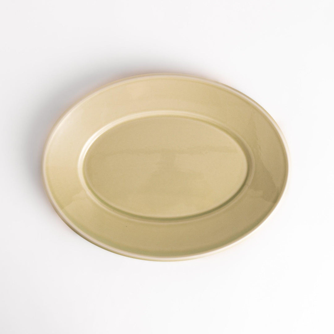 Durable and elegant green ceramic dinner plate, adding a pop of color to your table setting.