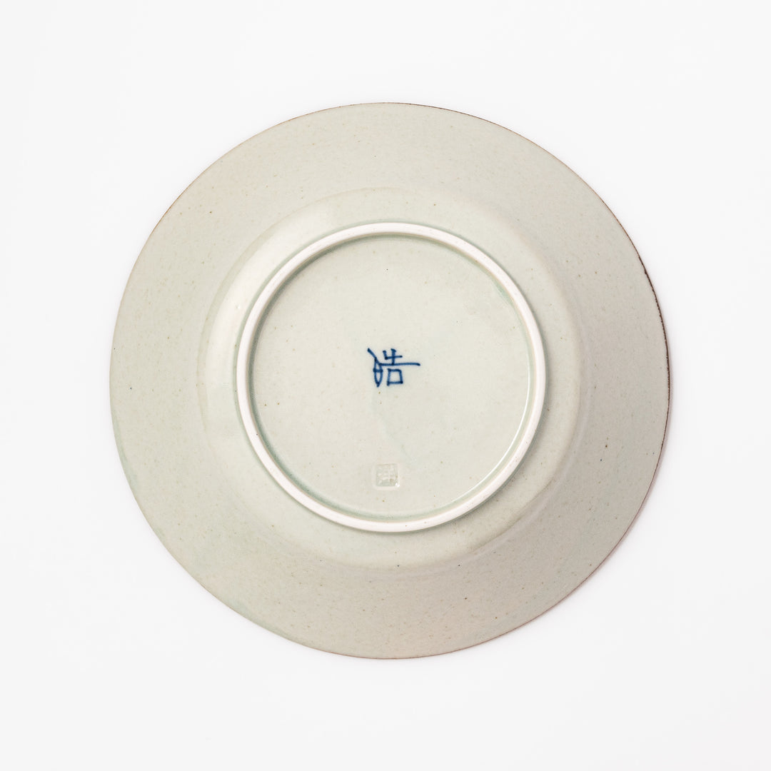 Japanese ceramic pasta bowl with rustic diamond weave pattern, earthy brown rim, and textured design for modern dining