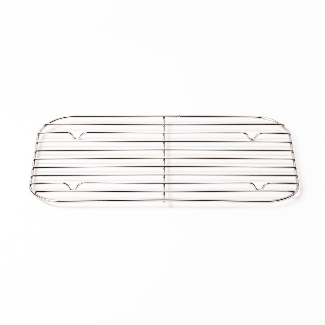 Large Japanese stainless steel prep tray wire rack, a spacious cooling grate perfect for tempura and oil draining
