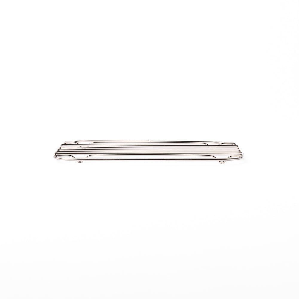 Small Japanese stainless steel prep tray wire rack, a durable cooling grate perfect for tempura and oil draining