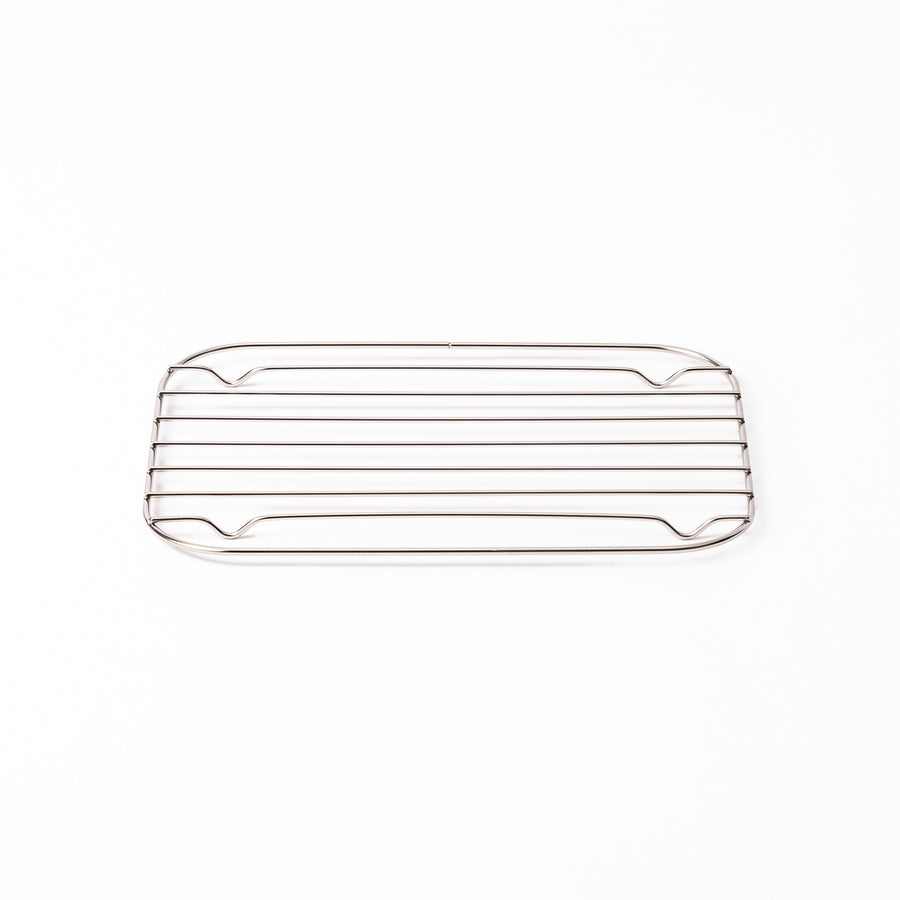 Small Japanese stainless steel prep tray wire rack, a durable cooling grate perfect for tempura and oil draining