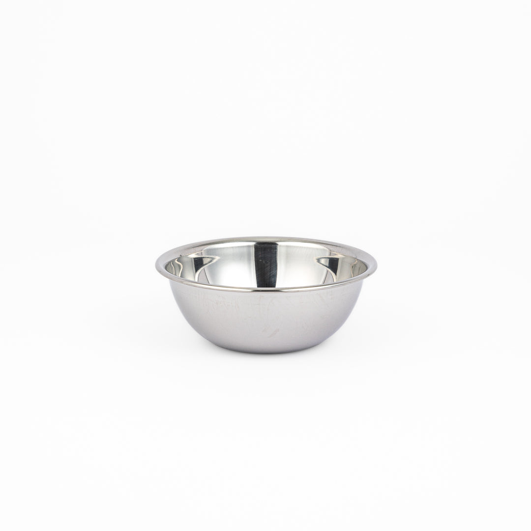 Japanese stainless steel mixing bowl and mesh strainer set, featuring an extra small colander for kitchen prep
