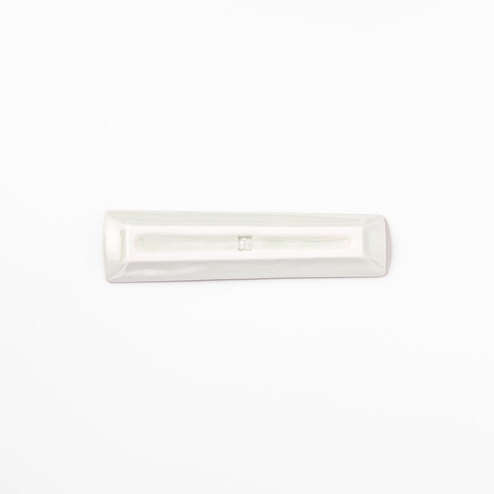 Japanese porcelain chopstick rest with whimsical France design featuring Eiffel Tower, Arc de Triomphe, and colorful trees