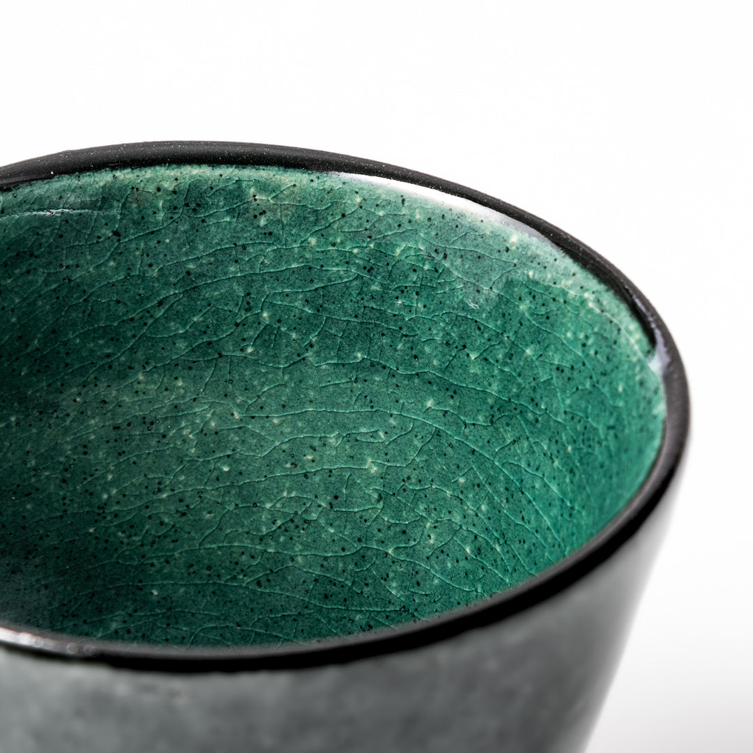 Turkish blue Japanese ceramic sake pourer with rustic earthy base and textured glaze, perfect for traditional sake serving