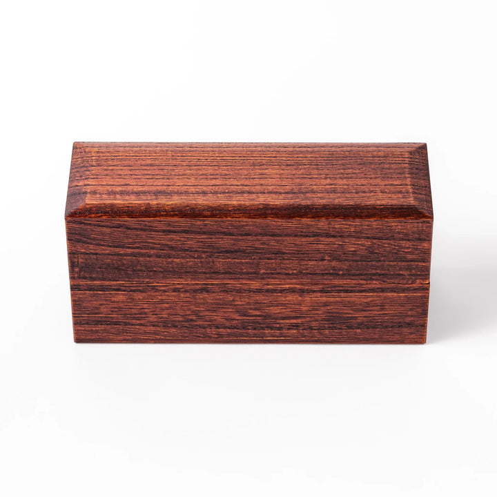 Rectangular two-tier bento box crafted from dark brown paulownia wood, showcasing a sleek grain pattern and a seamless, minimalist design.