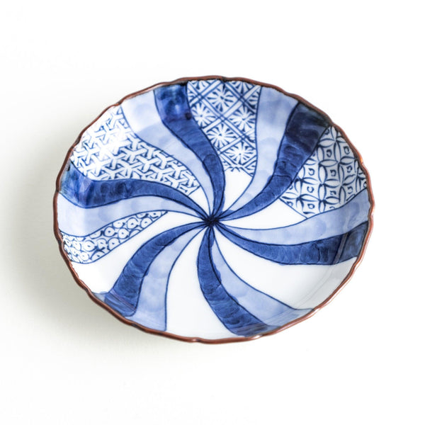 Blue Spiral Mount Fuji Sauce Dish
