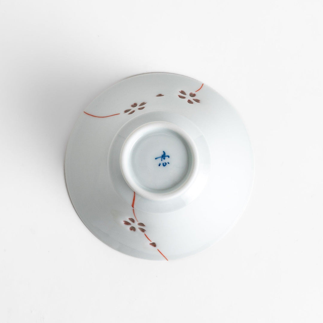 Colorful Petal Crystal Rice Bowl featuring delicate red flower petal designs on soft white porcelain, perfect for serving rice with a graceful touch.