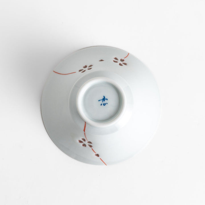 Colorful Petal Crystal Rice Bowl featuring delicate red flower petal designs on soft white porcelain, perfect for serving rice with a graceful touch.