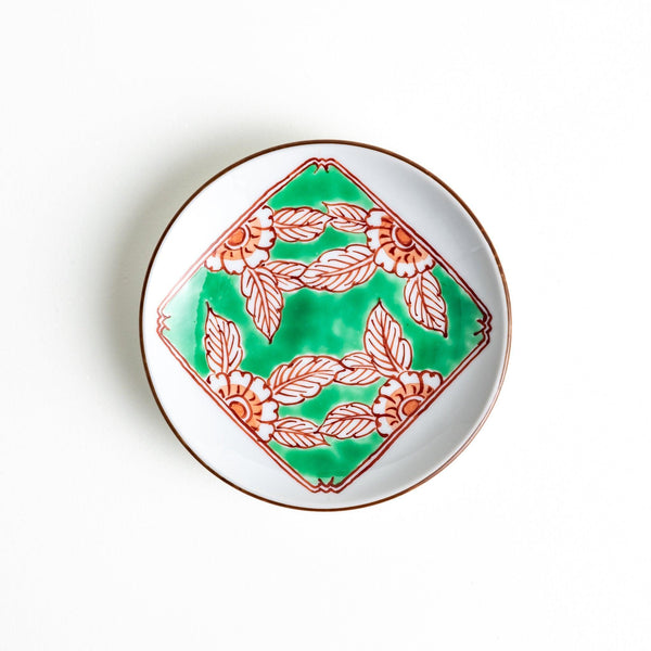 Four Sided Mount Fuji Floral Sauce Dish