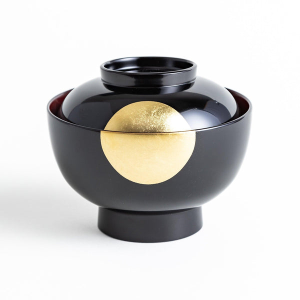 Golden Moon Lacquered Miso Soup Bowl