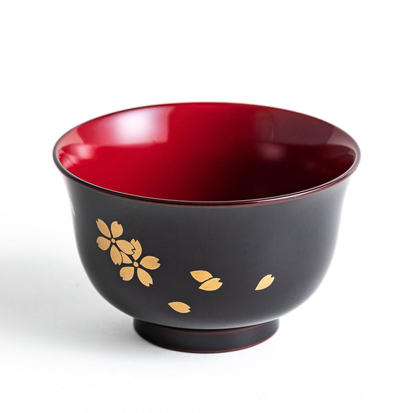 Sakura Black Lacquered Miso Soup Bowl