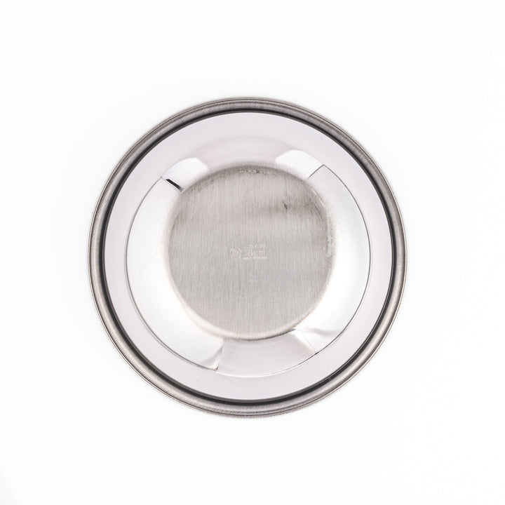 Shiny stainless steel mixing bowl with smooth finish and rolled rim, great for meal prep, baking, and everyday kitchen use.