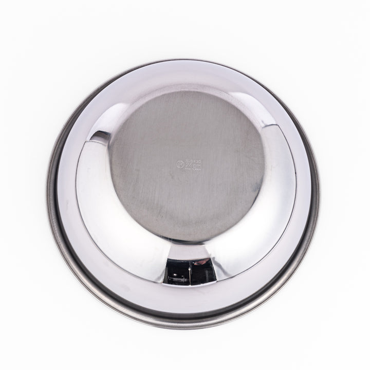 Stainless steel mixing bowl with smooth interior and flared rim, perfect for food prep, mixing, marinating, or serving in everyday kitchens.