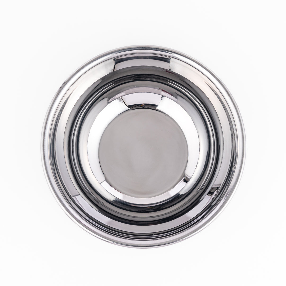Stainless steel mixing bowl with smooth interior and flared rim, perfect for food prep, mixing, marinating, or serving in everyday kitchens.