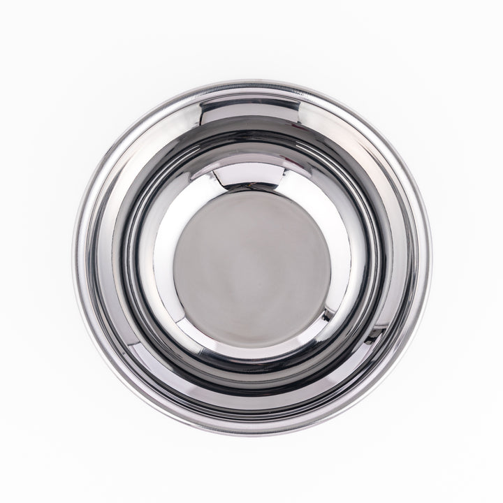Stainless steel mixing bowl with smooth interior and flared rim, perfect for food prep, mixing, marinating, or serving in everyday kitchens.